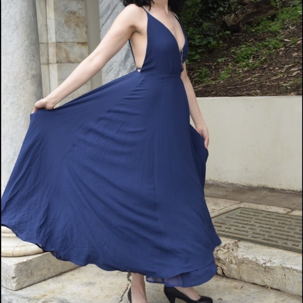 Storia Royal Blue Backless Wrap Dress | Size M - Picture 3 of 7